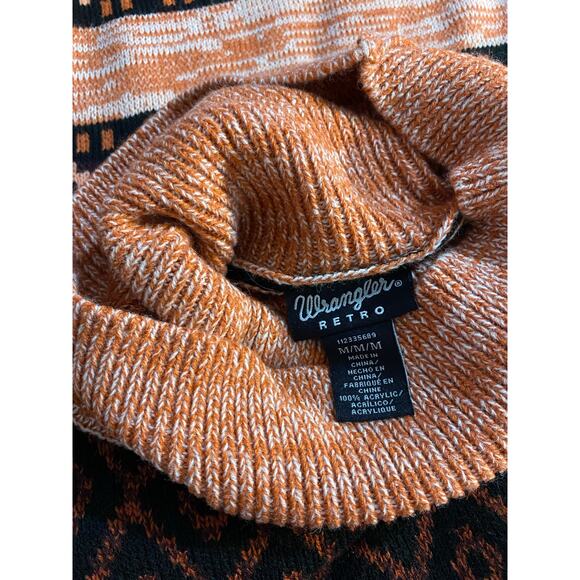 WRANGLER RETRO Southwestern Cowl Neck Boxy Sweater MEDIUM Western Aztec Cabin - Picture 7 of 8